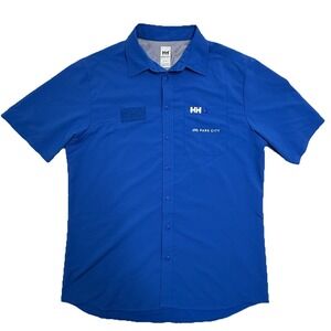 Helly Hansen Park City Resort Men's Large Ski Vented Blue Button Front Shirt Top